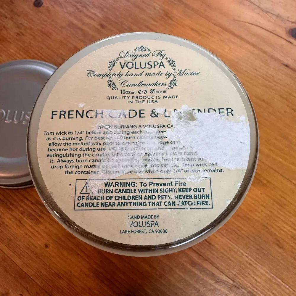 VINTAGE Voluspa French Cade & Lavender Candle Single Wick Home Decorative NEW